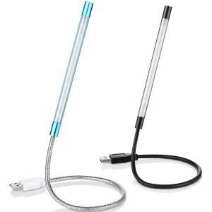 노트북 키보드용 머더 2피스 USB LED 조명 구스넥 컴퓨터 램프 유연한 스틱 디밍 가능한 LED 램프 터치 스위치 (블랙, 블루)