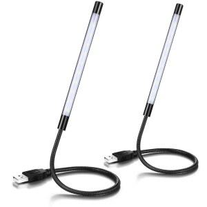 노트북 키보드용 투조 2피스 USB LED 조명 구스넥 라이트 컴퓨터 램프 유연한 스틱 디밍 가능한 LED 램프 터치 스위치 (블랙)