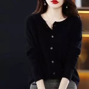 여자가디건 봄 블랙 겨울가디건 여성 라운드 가디건 베이직
