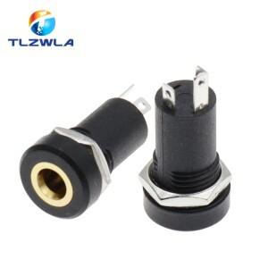 5PCS PJ392A 3.5MM 오디오 잭 소켓 3 극 검정색 스테레오 솔더 패널 마운트 골드 너트