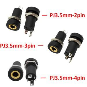 오디오 잭 스테레오 납땜 패널 설치 3.5mm 헤드폰 암 소켓 커넥터 너트 포함 2 3 4 핀 2 34 극