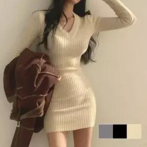 [SBD] 골지 미니 니트 원피스 슬림 파티 원피스