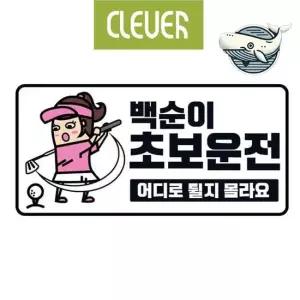 초보운전 차량 안전 스티커 고휘도 야광 백순이 초보스티커