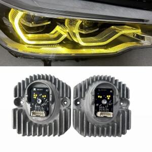2017 2020 BMW G30 530i M5 용 노란색 LED 헤드라이트, 엔젤 아이즈 DRL 적응형 주간 주행등 신호등, 신제