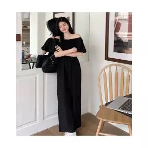 여성 예쁜핏 와이드 바지 점프슈트 여름 빅사이즈 통mm 일자 루즈핏 배모양 바디 OOTD2
