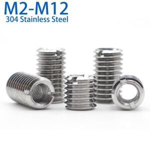 123510pcs M2-M12 스테인레스 스틸 Sotted 내부 외부 스레드 삽입 어댑터 셀프 태핑 나사 너트 슬리브 변환