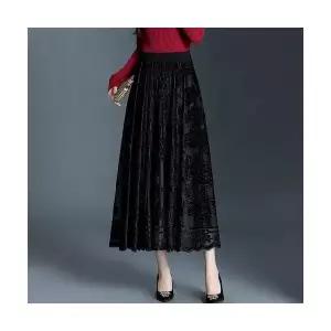 여사친 스커트 롱 망사 가을 허리 데일룩 밴딩 쉬폰 플리츠 DAOL3