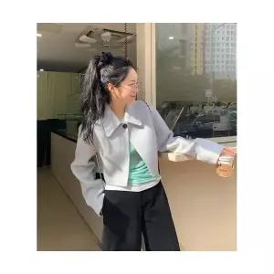 여성 모직코트 가을 슬림핏 터틀넥 원버튼 긴팔 모직 하프코트 OP3
