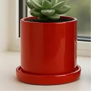 기본 원형 유광 도자기화분 소형 15x15cm 텃밭꾸미기