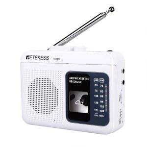 RETEKESS TR606 카세트 테이프 플레이어 플레이어 구동 레코드의 AA 마이크 내장 라인 배터리로 FM DC 화이트 레코더 또는 스피커 AUX 라디오 AM 지원