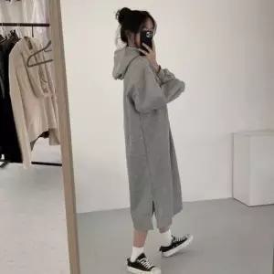 빅사이즈원피스 여자 겨울 기모 안감 이샤 후드 롱원피스 후디원피스
