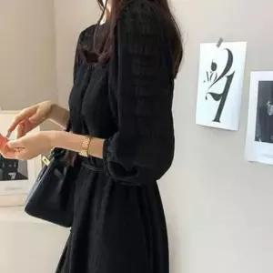 [옷은날개] 퍼프소매 쉬폰 여름 원피스 허리스트랩