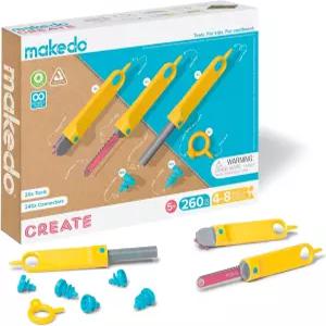 Makedo Create 소형 공구 상자에 담긴 업사이클 골판지 제작 도구 키트 260개 가정용 STEM STEAM 교육용