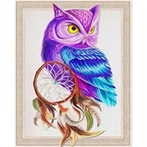 오너클랜 TBZ 부엉이와 드림캐쳐 캔버스) 보석십자수 40x50 캔버스보석십자수 새보석십자수
