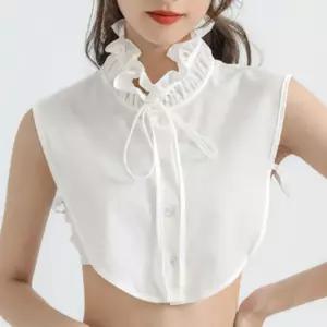 리본 하이텍 페이크카라 러플 넥케이프 이너 블라우스 레이 탈부착