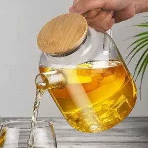 차주전자 1.6L 대나무캡 유리포트 티주전자