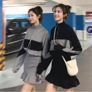 [옷은날개] 미니 원피스 나그랑 소매 앞지퍼