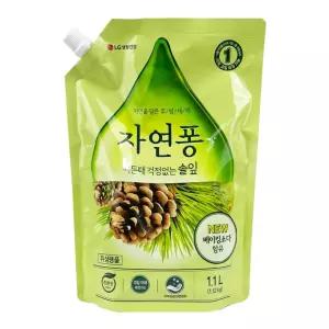 자연퐁 찌든때 걱정없는 솔잎 리필 주방세제 1.1L O 용기형 기름때제거 용품