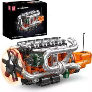 트럭용 몰드 킹 10200 V8 엔진 모델 키트 트랜스미슬론이 장착된 MOC 배터리 3236 PCS가 엔지니어링 빌드