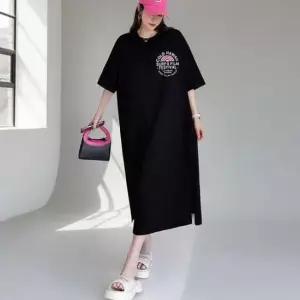 [의류] 오버핏 레터링 반팔 롱원피스 스트릿 캐주얼 데일리룩