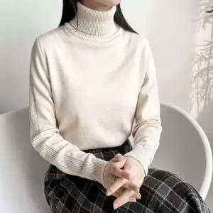[의류] 포근한 데일리 터틀넥 골지 니트 베이지 간절기 긴팔 이너웨어