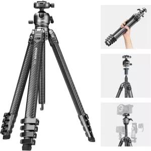 니워 라이트트립 LT38 61인치 여행용 삼각대 카본 파이버 카메라 360° 팬 틸트 로우 프로파일 볼 헤드