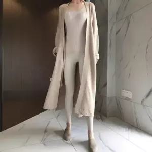 팔콘 여성용 롱 동계 가을 스웨터 앤디 벨트 카디건 무릎 기모 KKE3