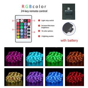 USB 5V LED 조명 앱 및 24키 리모컨 RGB 플렉시블 테이프 다이오드 (TV 배경