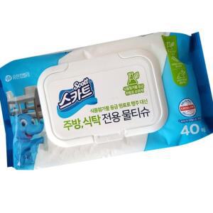 4개 스카트 식탁 캡형 전용티슈 주방 40매 x