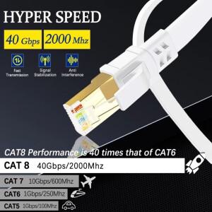 Cat 8 이더넷 케이블 LAN 네트워크 Rj45 고속 40Gbps 2000Mhz 26AWG 1m 2m 3m 5m 라우터 모뎀용