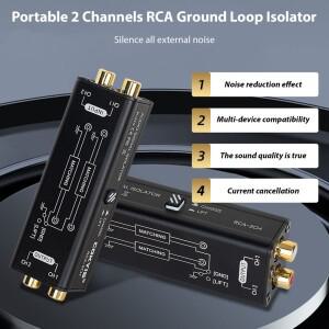 휴대용 RCA 접지 루프 아이솔레이터, 전문 소음 제거기, 오디오 신호 노이즈 필터, 음악 액세서리, 2 채널