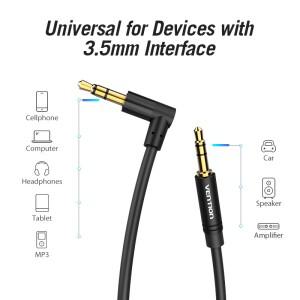 Vention 3.5mm 잭 오디오 케이블 남성-남성 90도 직각 AUX 자동차 헤드폰 MP3/4 Aux 코드 1m