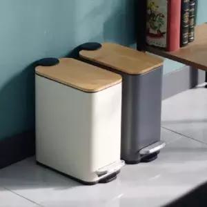 예쁜휴지통 사각 저소음 페달 휴지통 거실 주방 작은 쓰레기통 5L