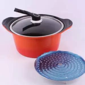 키친아트 통주물 양수냄비S28cm 곰솥 찜기 세라믹 코팅 고급