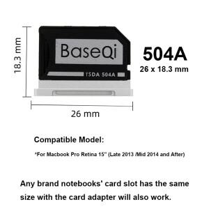 MacBook Pro Retina 15인치(2013년 말~2015년)용 BaseQi 마이크로SD 카드 어댑터 알루미늄 플러시 마운