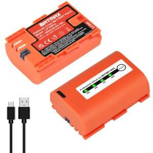 Batmax 2800mAh LP-E6N 배터리(Canon EOS R7 R6 5D Mark II R 60D 70D 80D Type-C 입력 포함)