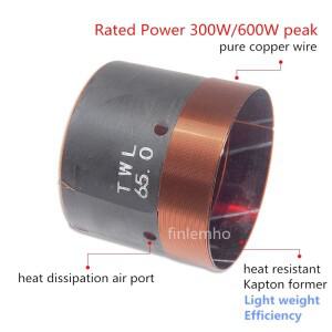 65mm 스피커 우퍼 보이스 코일 600W 피크 홈 시어터베이스 수리 부품(라운드 구리 와이어 Kapton 전)