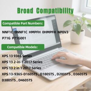 델xps 13 9365 2 in 시리즈 P71G 스카워 46Wh NNF1C 노트북 배터리