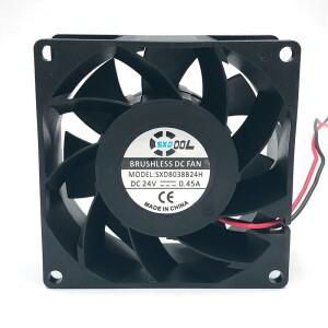 팬8038 DC 24v 80mm 냉각 듀얼 볼 베어링 0.45A, 고속 CFM 기류, 80X80X38mm, 서버 인버터 케이스 쿨러 용