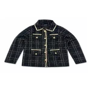 [오조크][오조크(OZOC)] 클래식 체크 트리밍 니트 자켓 (택가격 139000원)