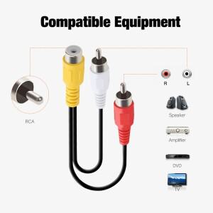 RCA Y-어댑터 1 수-2 수 Y 스플리터 디지털 스테레오 오디오 케이블, 서브우퍼, 홈 시어터 하이파이 듀얼