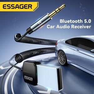 Essager Bluetooth 5.0 수신기 어댑터 Aux 케이블 스피커 Handfree 3.5mm 잭 오디오 음악 USB 차량용 송신