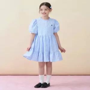 빈폴 키즈 시어서커 깅엄체크 반소매 원피스 스카이 블루 BI6471G02Q G02Q 629319