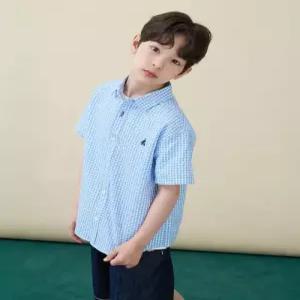 빈폴 키즈 시어서커 깅엄체크 반소매 셔츠 스카이 블루 BI6465U03Q U03Q 6261807