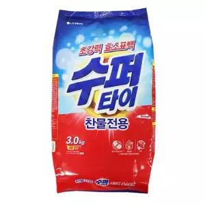 세탁기 수퍼타이 세탁 빨래 가루 3.0kg 세제 찬물