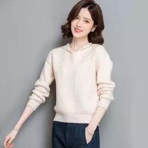 EAMT 니트 여친 솔리드 봄가을 맨투맨 숏 풀오버 후드 루즈핏 스웨터 상의 YJ1