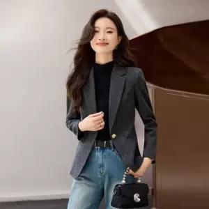 엘럽 울 모직 면 여성 봄 가을 캐주얼 정장 자켓 숏 코트 덧장 원템3