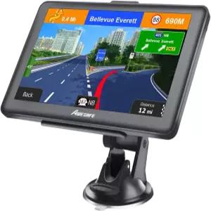 AWESSAFE 자동차용 GPS 내비게이터 최신 2026 지도 7인치 터치스크린 실제 음성 회전 방향 알림 내비게이션
