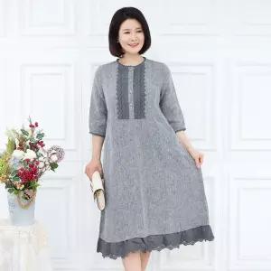 모슬린 엄마옷 린넨 생활한복 원피스 614CVB324 중년여성/50대/60대/70대/빅사이즈/할머니옷 583951Moony