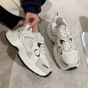 메쉬 키높이 통굽 어글리 스니커즈 청바지코디 데일리